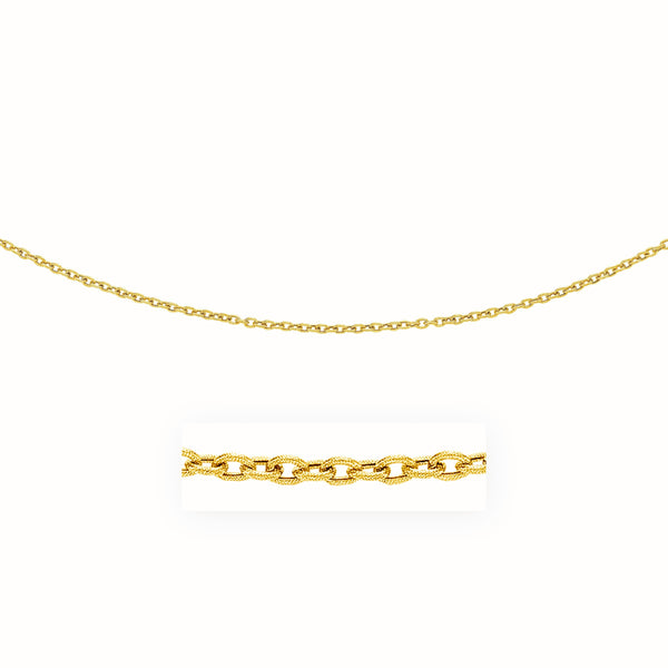 14k Yellow Gold Pendant Chain with Textured Links (3.30 mm) - Premium Chains - Just $630.99! Shop now at Pulse Designer Fashion