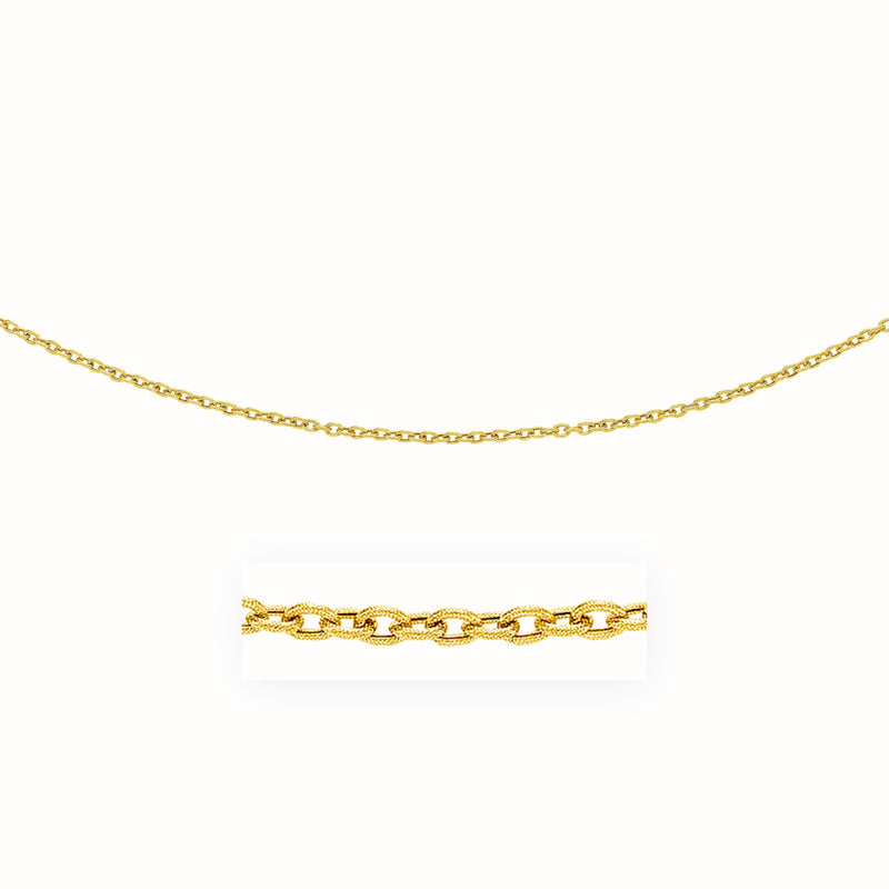 14k Yellow Gold Pendant Chain with Textured Links (3.30 mm) - Premium Chains - Just $630.99! Shop now at Pulse Designer Fashion