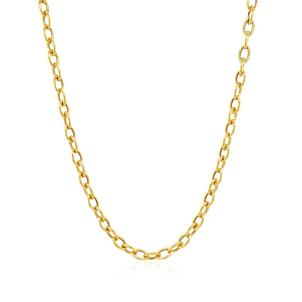 14k Yellow Gold Pendant Chain with Textured Links (3.30 mm) - Premium Chains - Just $630.99! Shop now at Pulse Designer Fashion