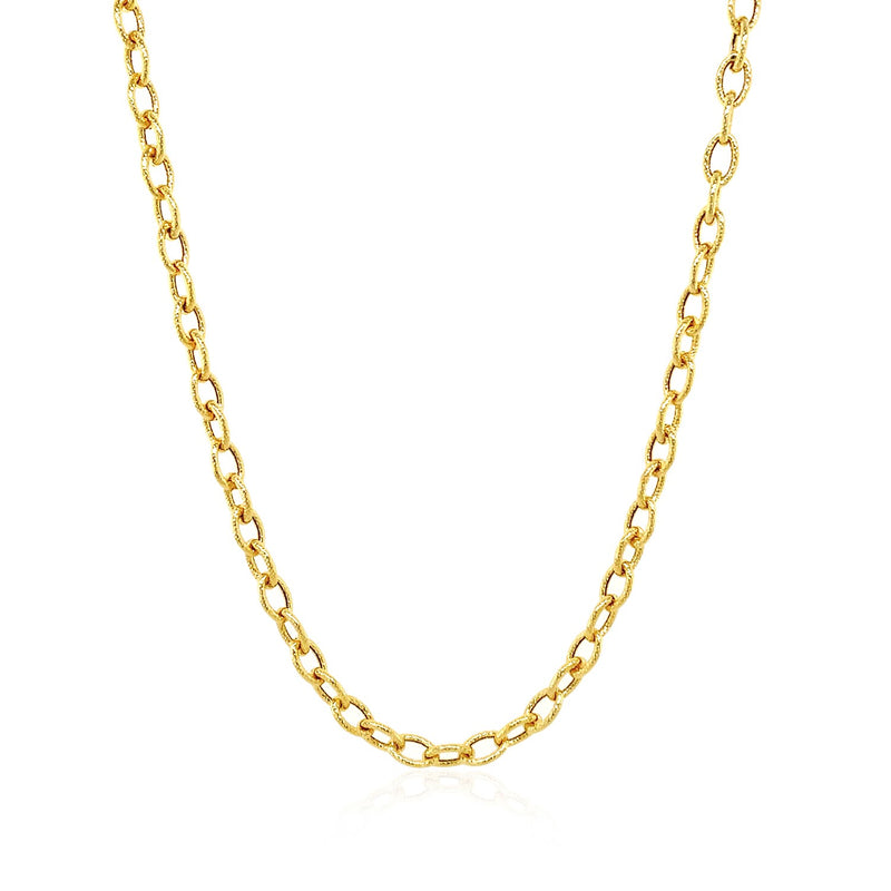 14k Yellow Gold Pendant Chain with Textured Links (3.30 mm) - Premium Chains - Just $630.99! Shop now at Pulse Designer Fashion