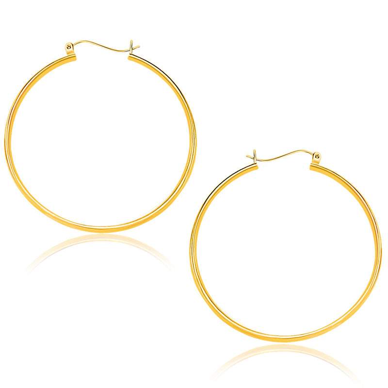 14k Yellow Gold Polished Hoop Earrings (1.5x40mm) - Premium Earrings - Just $299.99! Shop now at Pulse Designer Fashion