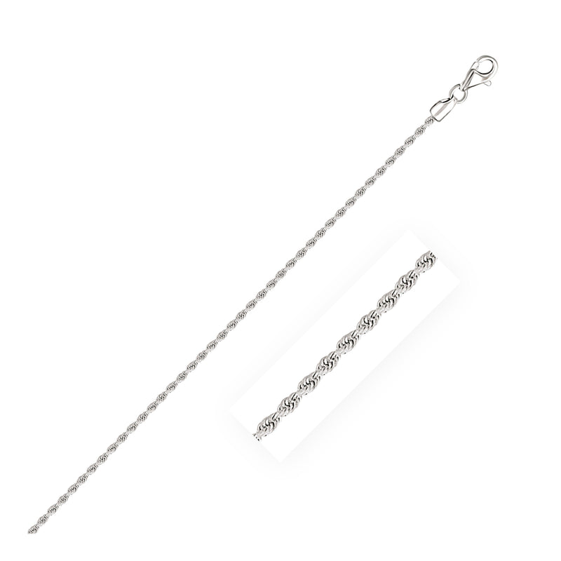 14k White Gold Solid Diamond Cut Rope Chain (1.80 mm) - Premium Chains - Just $660.99! Shop now at Pulse Designer Fashion