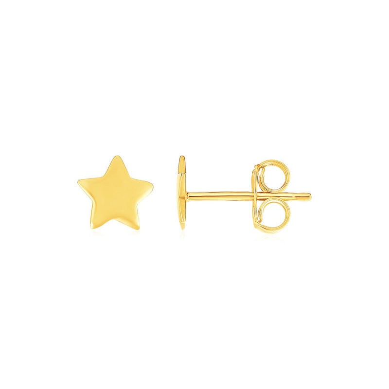 14k Yellow Gold Post Earrings with Stars(6.5mm) - Premium Earrings - Just $179.99! Shop now at Pulse Designer Fashion