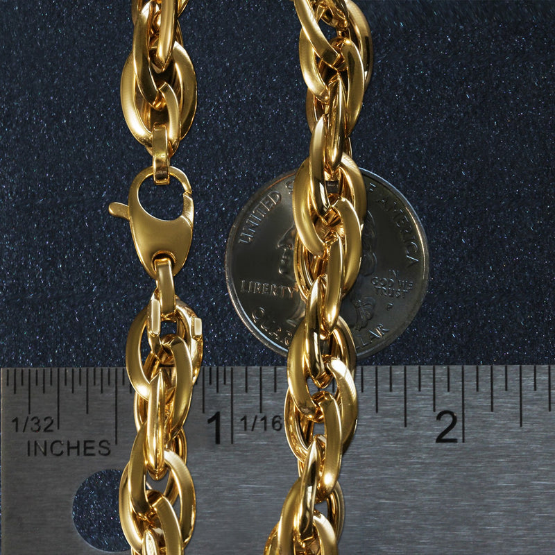 Double Oval Link Chain Bracelet in 14k Yellow Gold (10.00 mm) - Premium Bracelets - Just $1488.99! Shop now at Pulse Designer Fashion