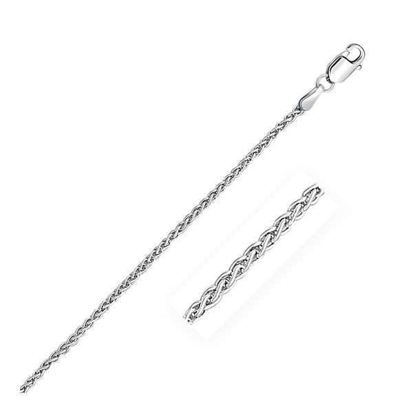 Sterling Silver Rhodium Plated Wheat Chain (2.20 mm) - Premium Chains - Just $89.99! Shop now at Pulse Designer Fashion