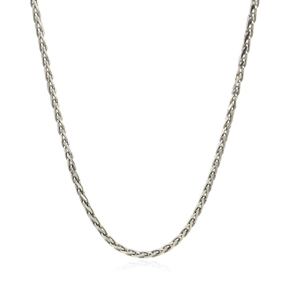 Sterling Silver Rhodium Plated Wheat Chain (2.20 mm) - Premium Chains - Just $89.99! Shop now at Pulse Designer Fashion