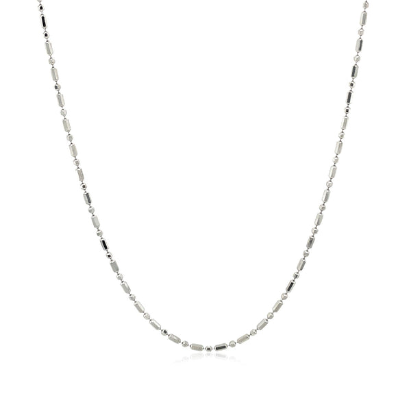 14k White Gold Diamond-Cut Alternating Bead Chain (1.10 mm) - Premium Chains - Just $379.99! Shop now at Pulse Designer Fashion