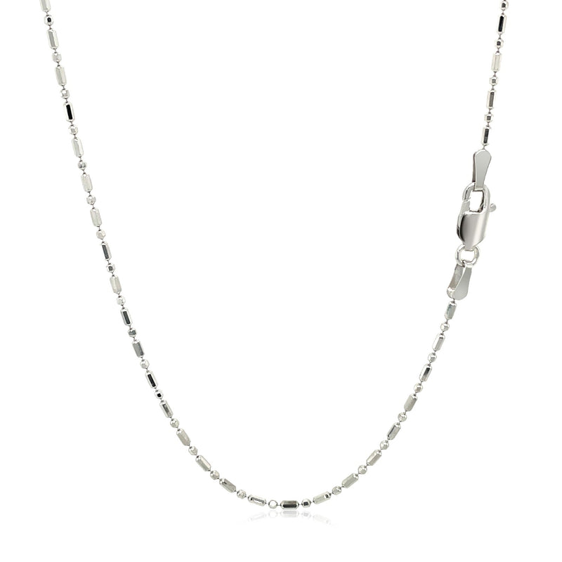 14k White Gold Diamond-Cut Alternating Bead Chain (1.10 mm) - Premium Chains - Just $379.99! Shop now at Pulse Designer Fashion