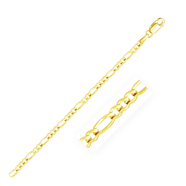 14k Yellow Gold Solid Figaro Bracelet (3.00 mm) - Premium Bracelets - Just $432.99! Shop now at Pulse Designer Fashion