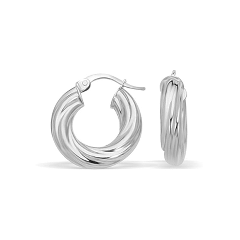 14k White Gold Fancy Twist Hoop Earrings - Premium Earrings - Just $499.99! Shop now at Pulse Designer Fashion