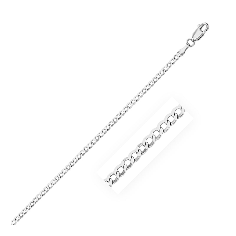 14k White Gold Solid Curb Chain (2.60 mm) - Premium Chains - Just $629.99! Shop now at Pulse Designer Fashion