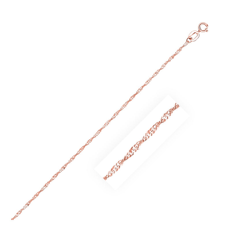 14k Rose Gold Singapore Chain (1.10 mm) - Premium Chains - Just $172.99! Shop now at Pulse Designer Fashion