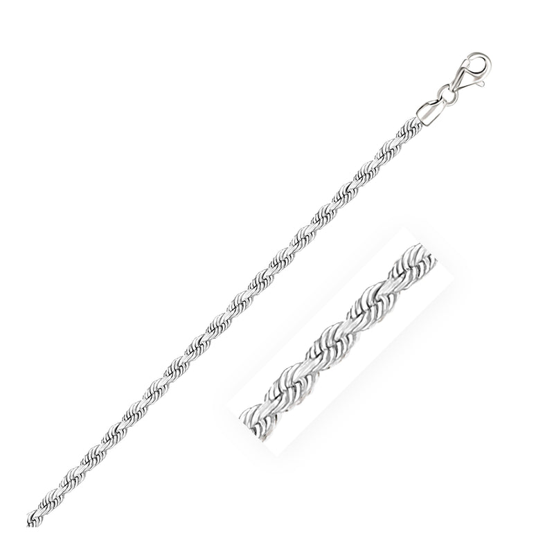 14k White Gold Solid Diamond Cut Rope Chain (3.00 mm) - Premium Chains - Just $1780.99! Shop now at Pulse Designer Fashion