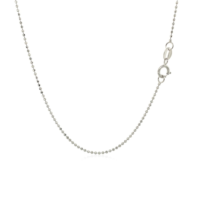 14k White Gold Diamond-Cut Bead Chain (0.90 mm) - Premium Chains - Just $242.99! Shop now at Pulse Designer Fashion