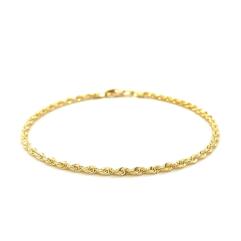 14k Yellow Gold Solid Diamond Cut Rope Bracelet (2.50 mm) - Premium Bracelets - Just $465.99! Shop now at Pulse Designer Fashion