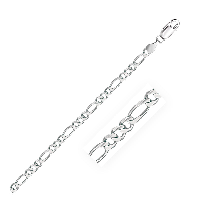 14k White Gold Solid Figaro Bracelet (3.80 mm) - Premium Bracelets - Just $593.99! Shop now at Pulse Designer Fashion