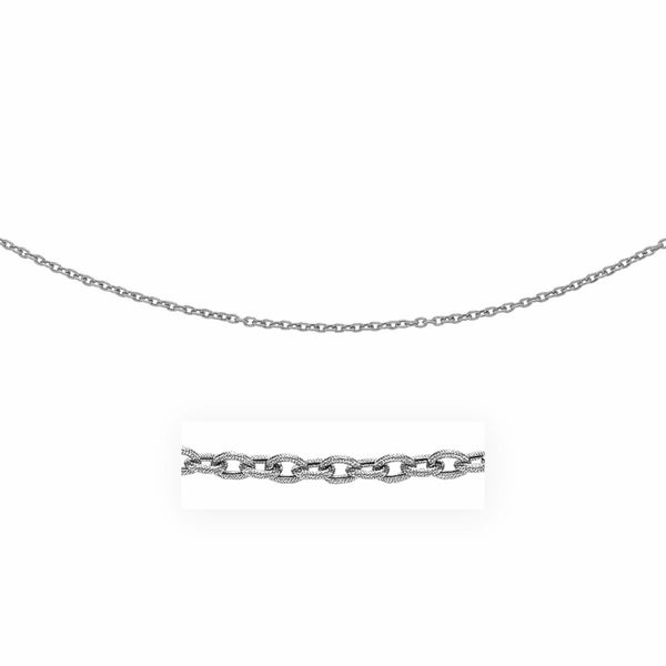 14k White Gold Pendant Chain with Textured Links (2.90 mm) - Premium Chains - Just $706.99! Shop now at Pulse Designer Fashion