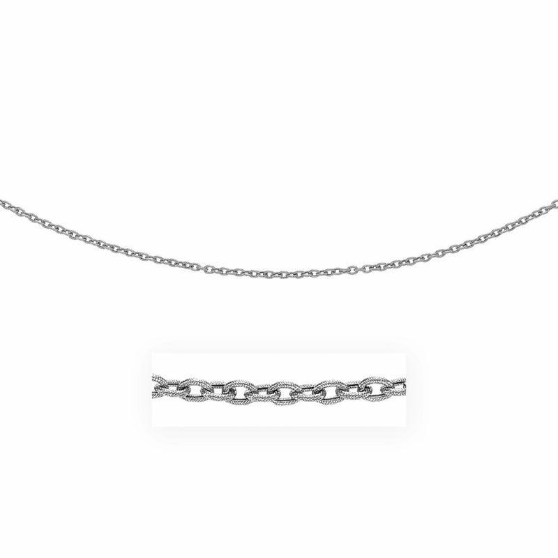 14k White Gold Pendant Chain with Textured Links (2.90 mm) - Premium Chains - Just $706.99! Shop now at Pulse Designer Fashion