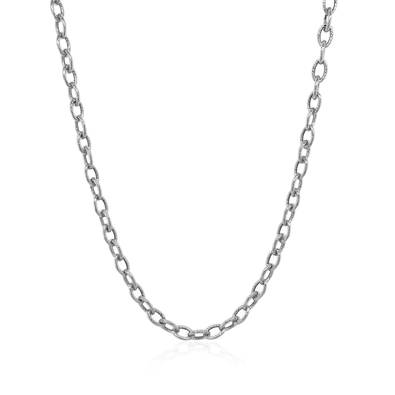 14k White Gold Pendant Chain with Textured Links (2.90 mm) - Premium Chains - Just $706.99! Shop now at Pulse Designer Fashion