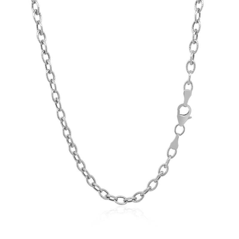 14k White Gold Pendant Chain with Textured Links (2.90 mm) - Premium Chains - Just $706.99! Shop now at Pulse Designer Fashion