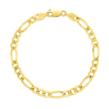 14k Yellow Gold Solid Figaro Bracelet (4.50 mm) - Premium Bracelets - Just $855.99! Shop now at Pulse Designer Fashion