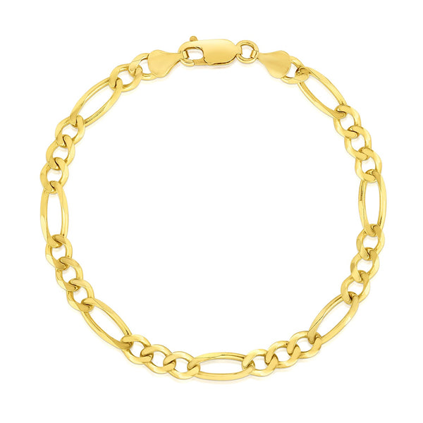 14k Yellow Gold Solid Figaro Bracelet (4.50 mm) - Premium Bracelets - Just $855.99! Shop now at Pulse Designer Fashion