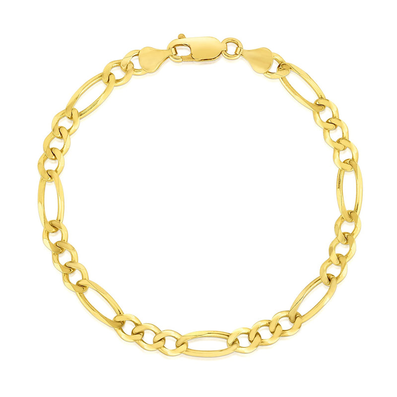 14k Yellow Gold Solid Figaro Bracelet (4.50 mm) - Premium Bracelets - Just $855.99! Shop now at Pulse Designer Fashion