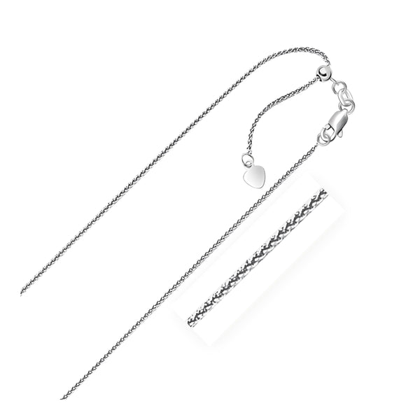 14k White Gold Adjustable Wheat Chain (1.00 mm) - Premium Chains - Just $498.99! Shop now at Pulse Designer Fashion