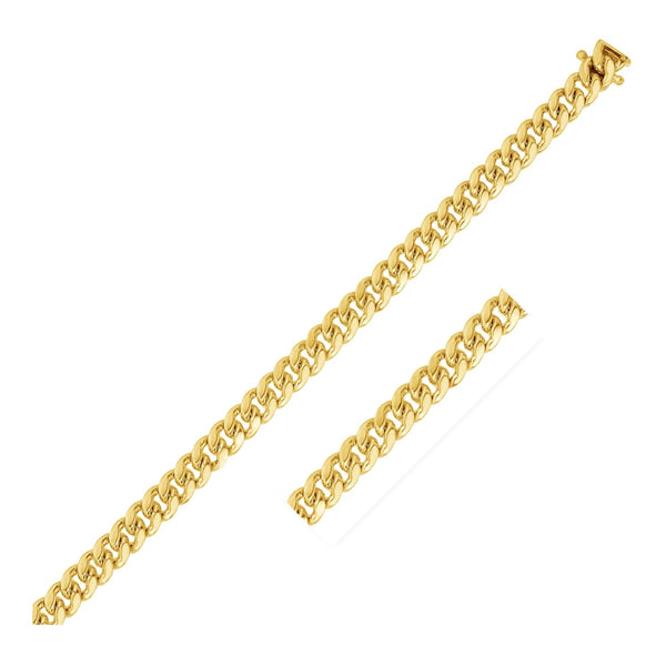 14k Yellow Gold Classic Miami Cuban Solid Bracelet (4.90 mm) - Premium Bracelets - Just $2866.99! Shop now at Pulse Designer Fashion