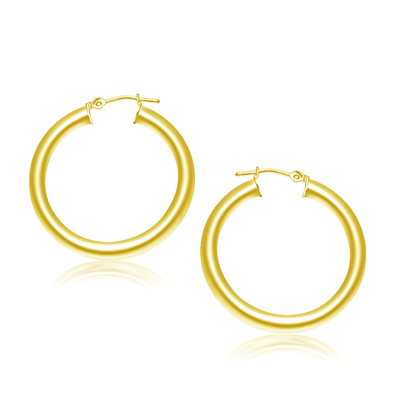 14k Yellow Gold Polished Hoop Earrings (4x30 mm) - Premium Earrings - Just $631.99! Shop now at Pulse Designer Fashion