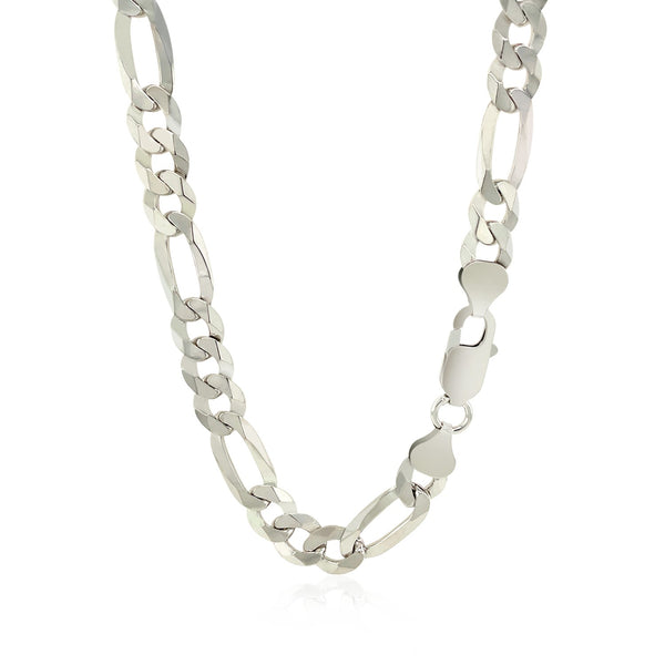 Rhodium Plated Sterling Silver Figaro Style Chain (8.10 mm) - Premium Chains - Just $263.99! Shop now at Pulse Designer Fashion