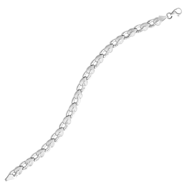 14k White Gold Heart Shape Textured Bracelet (6.35 mm) - Premium Bracelets - Just $868.99! Shop now at Pulse Designer Fashion