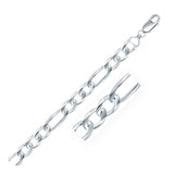 Rhodium Plated 8.8mm Sterling Silver Figaro Style Chain (8.80 mm) - Premium Chains - Just $360.99! Shop now at Pulse Designer Fashion