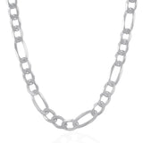 Rhodium Plated 8.8mm Sterling Silver Figaro Style Chain (8.80 mm) - Premium Chains - Just $360.99! Shop now at Pulse Designer Fashion