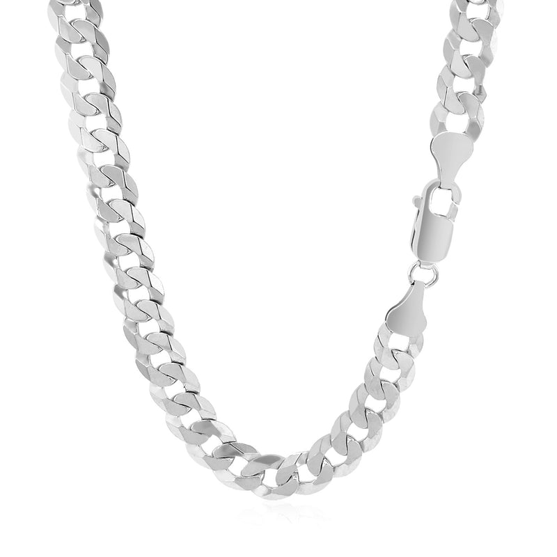 Rhodium Plated Sterling Silver Curb Style Chain (7.20 mm) - Premium Chains - Just $222.99! Shop now at Pulse Designer Fashion