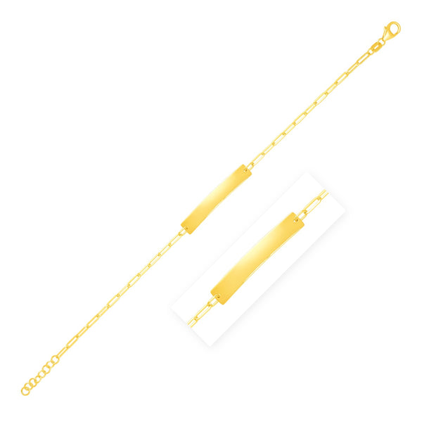 14k Yellow Gold 7 inch Paperclip Chain Bracelet with Bar (2.10 mm) - Premium Bracelets - Just $393.99! Shop now at Pulse Designer Fashion