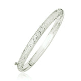 14k White Gold Diamond Carved Bangle (6.00 mm) - Premium Bangles - Just $1198.99! Shop now at Pulse Designer Fashion