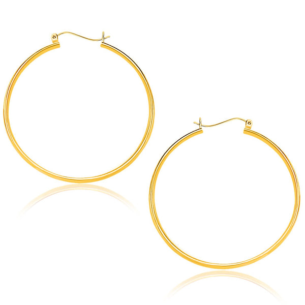 10k Yellow Gold Polished Hoop Earrings (1.5x40mm) - Premium Earrings - Just $204.99! Shop now at Pulse Designer Fashion