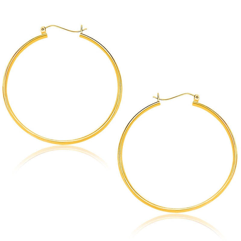 10k Yellow Gold Polished Hoop Earrings (1.5x40mm) - Premium Earrings - Just $204.99! Shop now at Pulse Designer Fashion