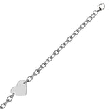 Sterling Silver Rhodium Plated Chain Bracelet with a Flat Heart Station (5.00 mm) - Premium Bracelets - Just $101.99! Shop now at Pulse Designer Fashion