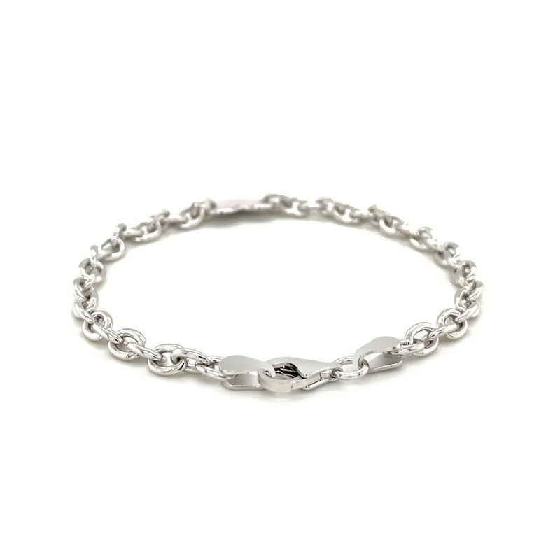 Sterling Silver Rhodium Plated Chain Bracelet with a Flat Heart Station (5.00 mm) - Premium Bracelets - Just $101.99! Shop now at Pulse Designer Fashion