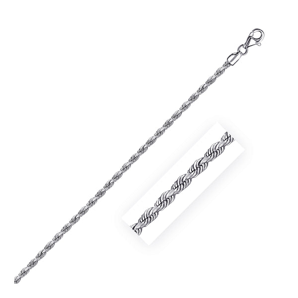 14k White Gold Solid Diamond Cut Rope Chain (2.50 mm) - Premium Chains - Just $946.99! Shop now at Pulse Designer Fashion