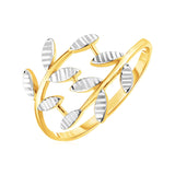 14k Two Tone Gold Crossover Ring with Textured Leaves(1.50 mm) - Premium Rings - Just $273.99! Shop now at Pulse Designer Fashion