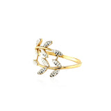 14k Two Tone Gold Crossover Ring with Textured Leaves(1.50 mm) - Premium Rings - Just $273.99! Shop now at Pulse Designer Fashion