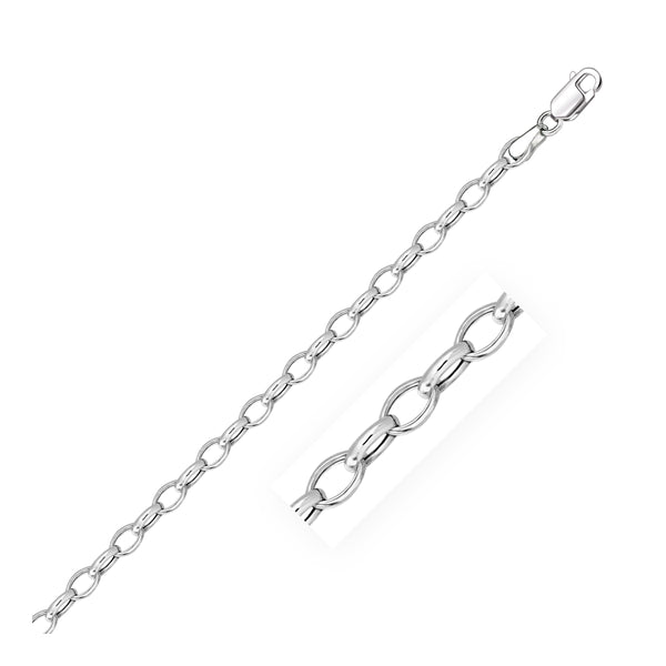 14k White Gold Oval Rolo Chain (4.60 mm) - Premium Chains - Just $1178.99! Shop now at Pulse Designer Fashion