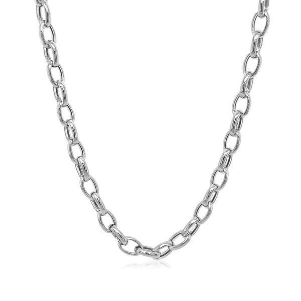 14k White Gold Oval Rolo Chain (4.60 mm) - Premium Chains - Just $1178.99! Shop now at Pulse Designer Fashion