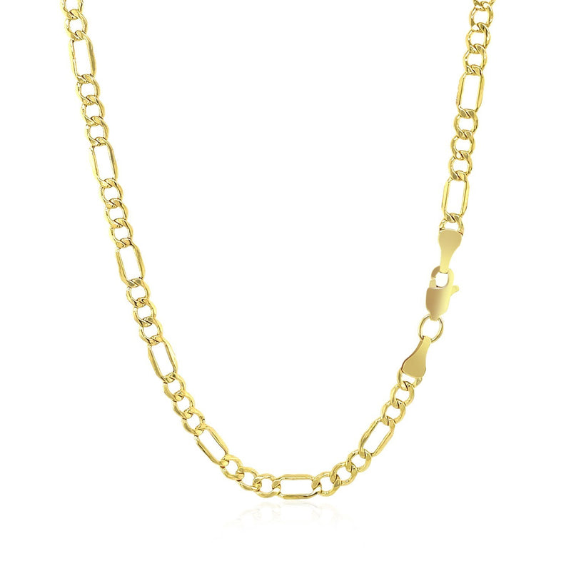 14k Yellow Gold Lite Figaro Chain (3.70 mm) - Premium Chains - Just $543.99! Shop now at Pulse Designer Fashion