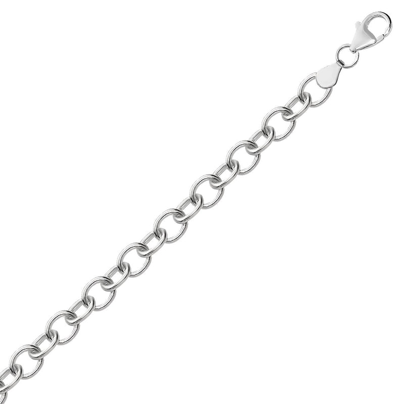 Sterling Silver Rhodium Plated Fancy Charm Bracelet (6.70 mm) - Premium Bracelets - Just $71.99! Shop now at Pulse Designer Fashion