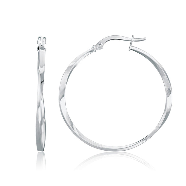 14k White Gold Mobius Twisted Hoop Earrings(1.5x50mm) - Premium Earrings - Just $354.99! Shop now at Pulse Designer Fashion