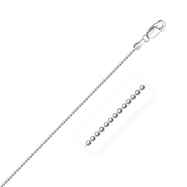 14k White Gold Diamond-Cut Bead Chain (1.10 mm) - Premium Chains - Just $370.99! Shop now at Pulse Designer Fashion